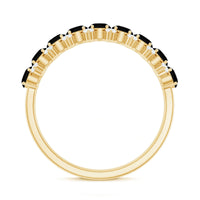 Oval Cut Black Onyx and Diamond Half Eternity Wedding Band