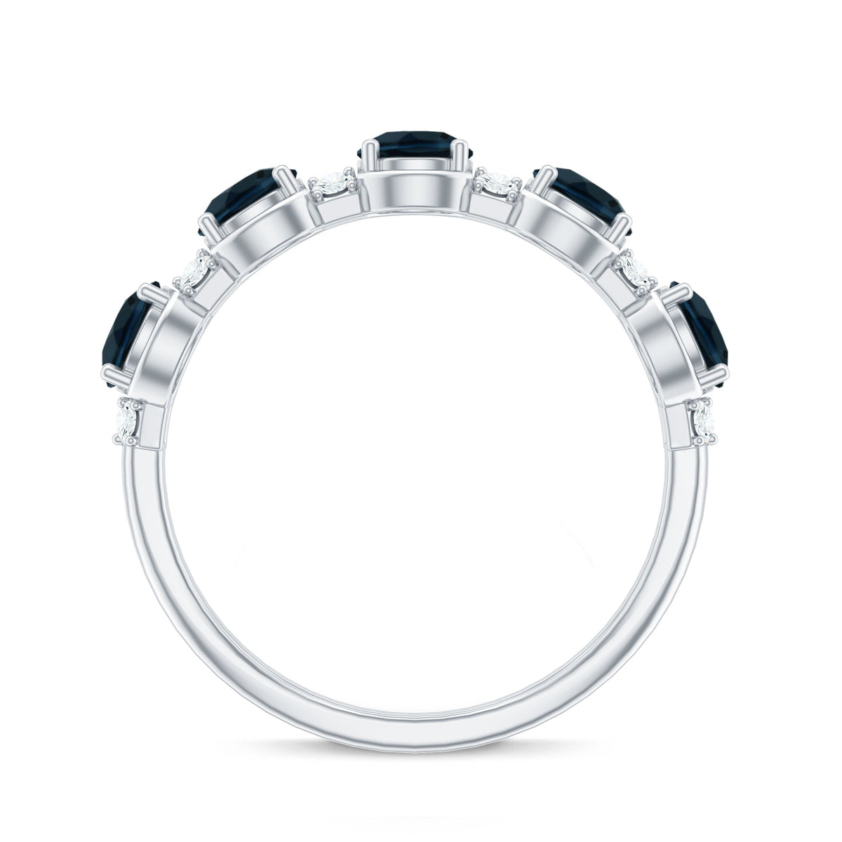 Round London Blue Topaz and Diamond Half Eternity Band