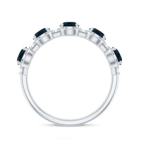 Round London Blue Topaz and Diamond Half Eternity Band