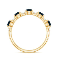 Round London Blue Topaz and Diamond Half Eternity Band