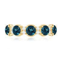 Round London Blue Topaz and Diamond Half Eternity Band