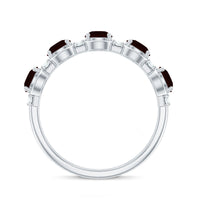 Certified Real Garnet Half Eternity Wedding Band with Diamond