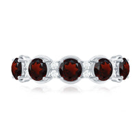 Certified Real Garnet Half Eternity Wedding Band with Diamond
