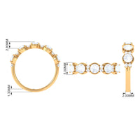 Genuine moonstone and diamond half eternity ring by Rosec Jewels featuring alternating gemstones in a silver band.