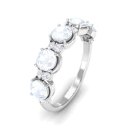 Genuine moonstone and diamond half eternity ring by Rosec Jewels, showcasing polished moonstones and sparkling diamonds on a sleek band.
