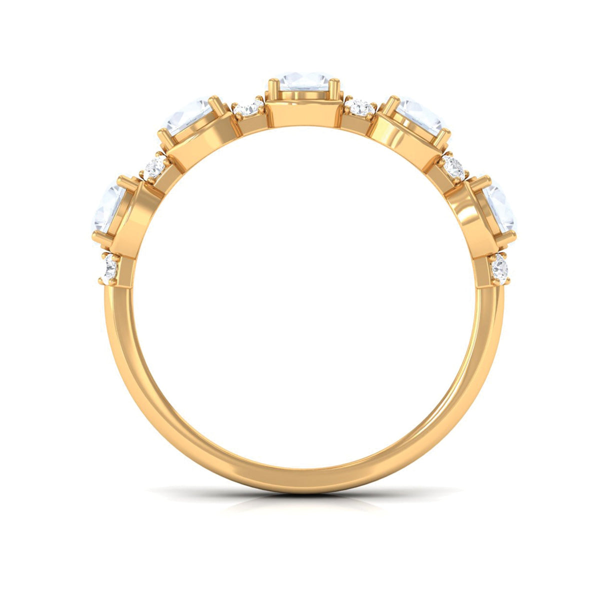 Genuine moonstone and diamond half eternity ring by Rosec Jewels with alternating gemstones set in a sleek band.