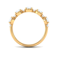 Genuine moonstone and diamond half eternity ring by Rosec Jewels with alternating gemstones set in a sleek band.