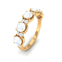 Two-carat genuine moonstone and diamond half eternity ring by Rosec Jewels, featuring a delicate band with moonstone and diamond accents.