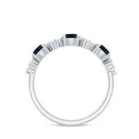 Natural London Blue Topaz Semi Eternity Ring with Diamond