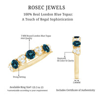 Natural London Blue Topaz Semi Eternity Ring with Diamond
