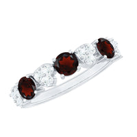 Certified Real Garnet Diamond Heart Eternity Ring for Anniversary