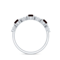 Certified Real Garnet Diamond Heart Eternity Ring for Anniversary