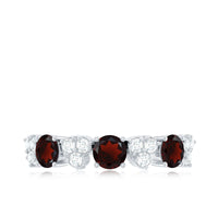 Certified Real Garnet Diamond Heart Eternity Ring for Anniversary