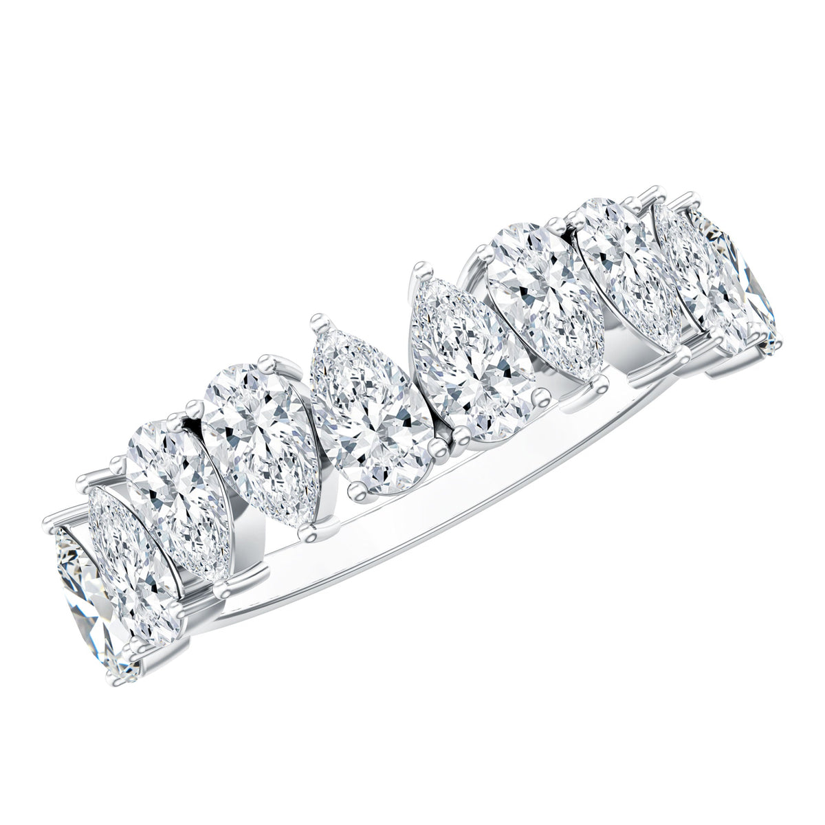 Pear Cut Moissanite Half Eternity Ring for Women