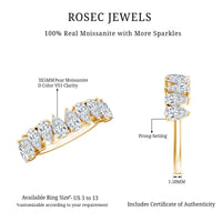 Pear Cut Moissanite Half Eternity Ring for Women