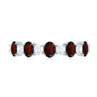 Certified Real Garnet Diamond Half Eternity Ring for Anniversary