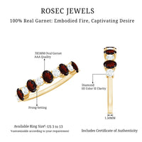 Certified Real Garnet Diamond Half Eternity Ring for Anniversary