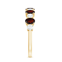 Certified Real Garnet Diamond Half Eternity Ring for Anniversary