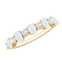 Rosec Jewels 1.5 CT moonstone and diamond semi-eternity ring showcasing alternating moonstones and sparkling diamonds on a sleek band