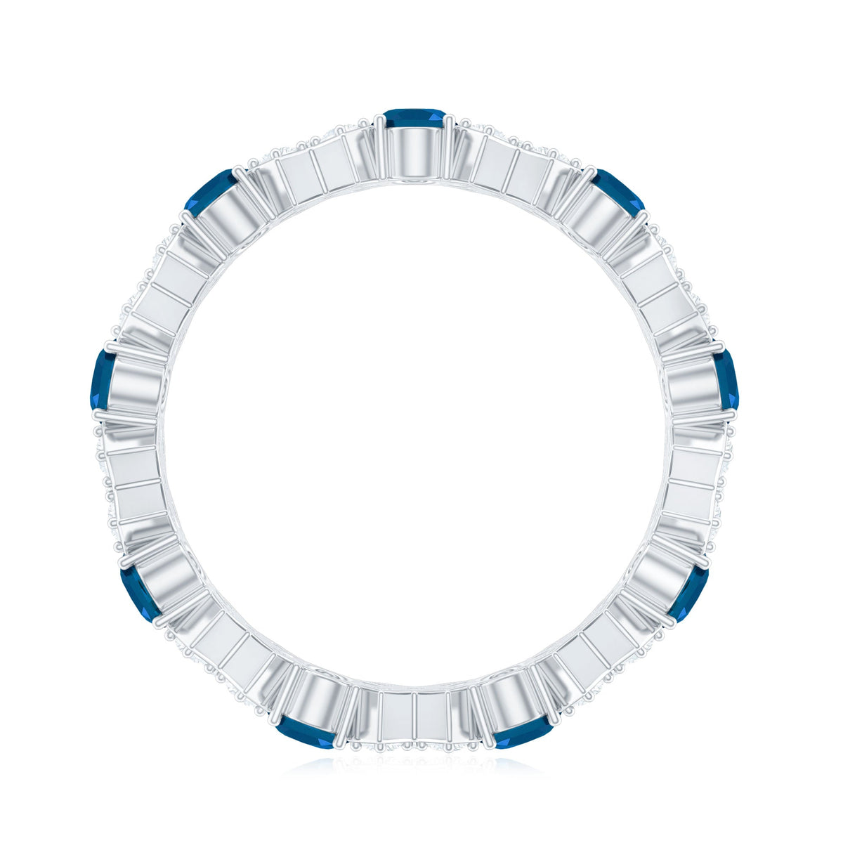 Oval Cut London Blue Topaz Designer Eternity Band with Diamond