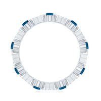 Oval Cut London Blue Topaz Designer Eternity Band with Diamond
