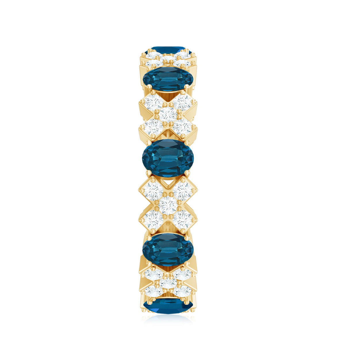 Oval Cut London Blue Topaz Designer Eternity Band with Diamond