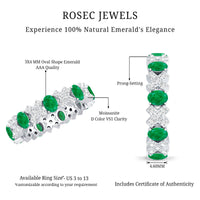 Natural Emerald and Moissanite Designer Eternity Band