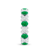 Natural Emerald and Moissanite Designer Eternity Band