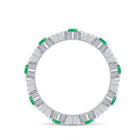 Natural Emerald and Moissanite Designer Eternity Band