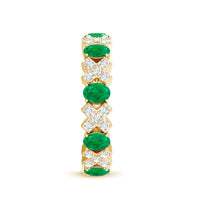 Natural Emerald and Moissanite Designer Eternity Band
