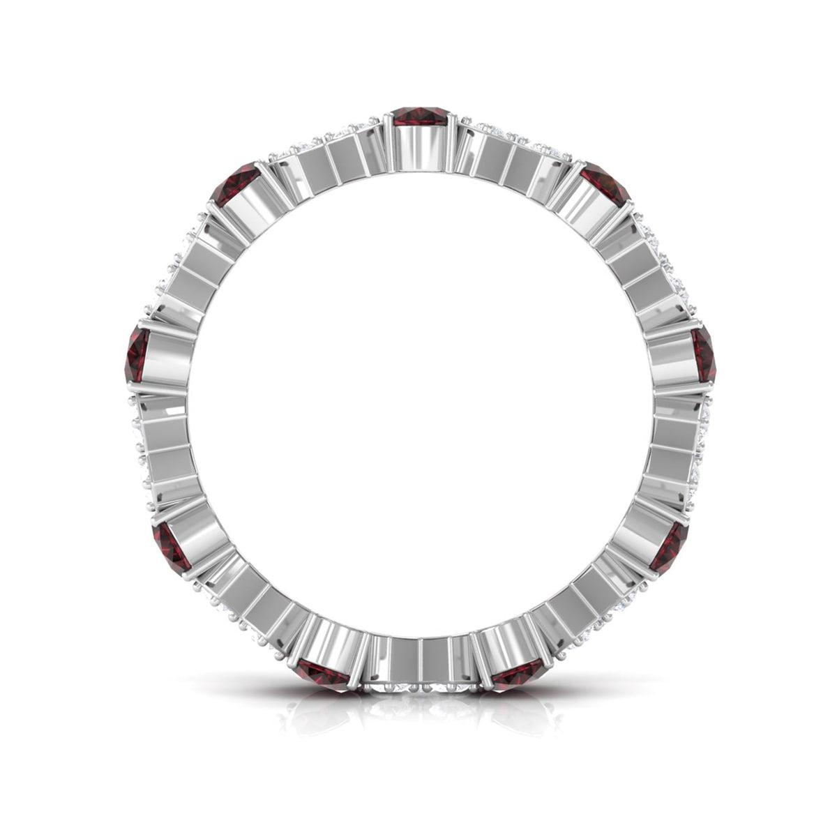 Certified Real Oval Garnet Diamond Eternity Ring