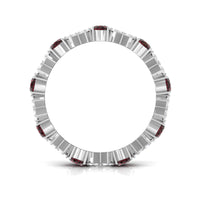 Certified Real Oval Garnet Diamond Eternity Ring