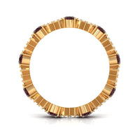 Certified Real Oval Garnet Diamond Eternity Ring