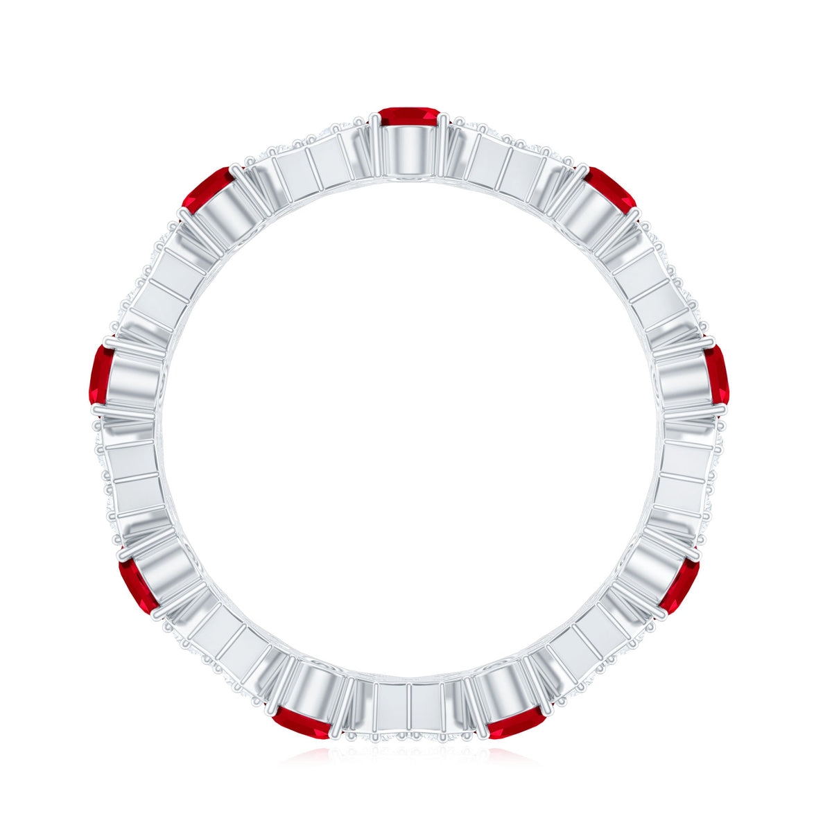 Certified Lab Grown Ruby Eternity Band Ring with Moissanite