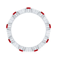 Certified Lab Grown Ruby Eternity Band Ring with Moissanite