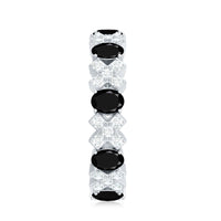 Certified Real Black Spinel Eternity Ring with Moissanite