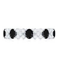 Certified Real Black Spinel Eternity Ring with Moissanite