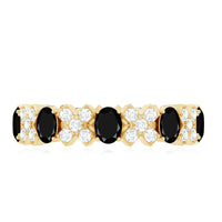 Certified Real Black Spinel Eternity Ring with Moissanite