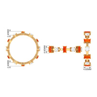 Baguette Cut Lab Grown Orange Sapphire and Diamond Eternity Ring