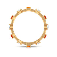 Baguette Cut Lab Grown Orange Sapphire and Diamond Eternity Ring