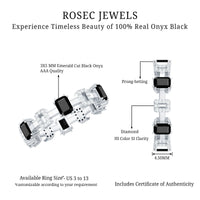 Contemporary Emerald Cut Onyx and Diamond Wedding Band