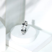 Contemporary Emerald Cut Onyx and Diamond Wedding Band