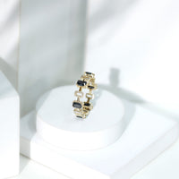 Contemporary Emerald Cut Onyx and Diamond Wedding Band