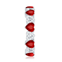 Lab-Created Ruby and Diamond Heart Eternity Band Ring