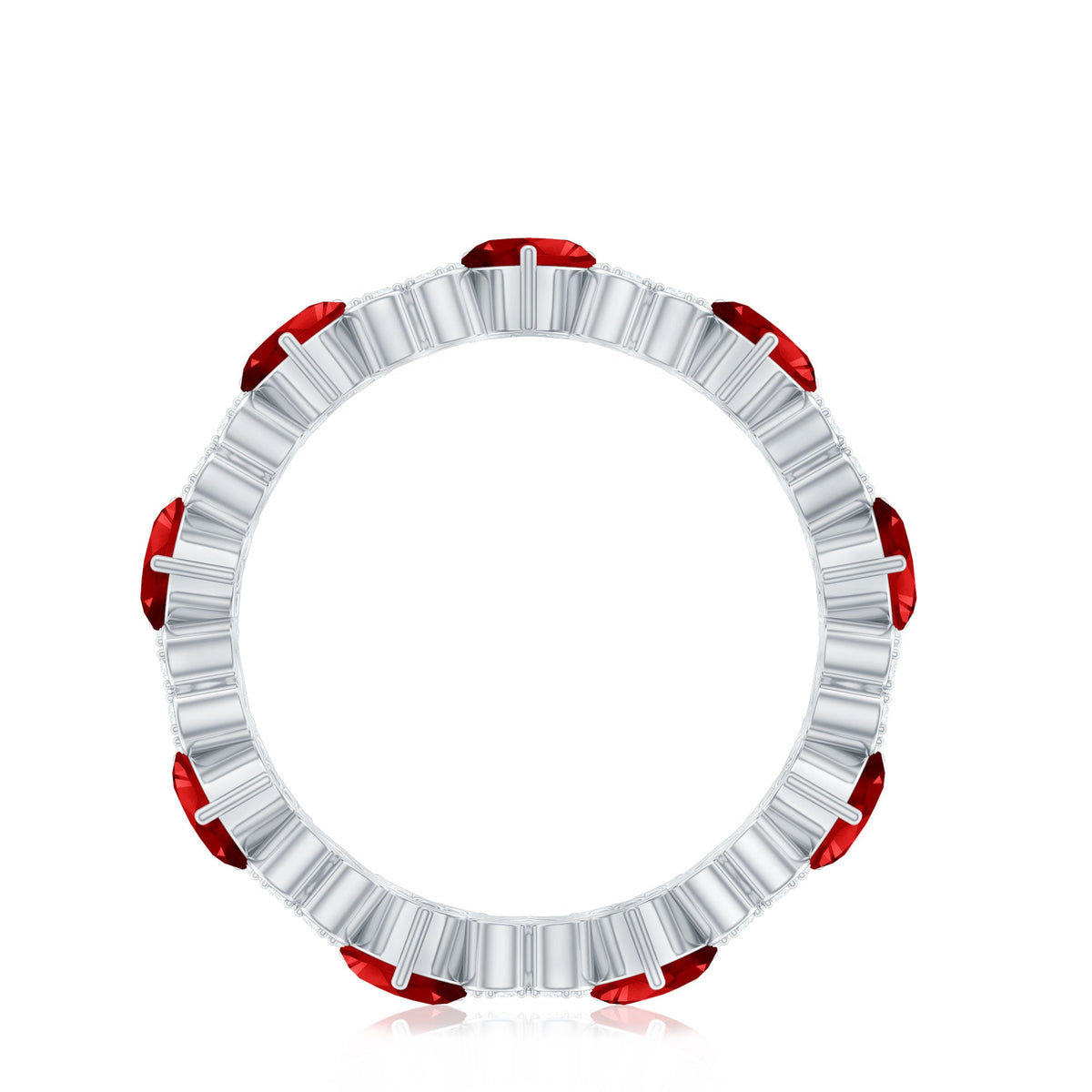 Lab-Created Ruby and Diamond Heart Eternity Band Ring