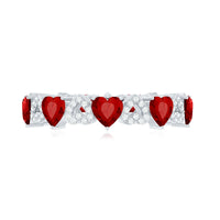 Lab-Created Ruby and Diamond Heart Eternity Band Ring