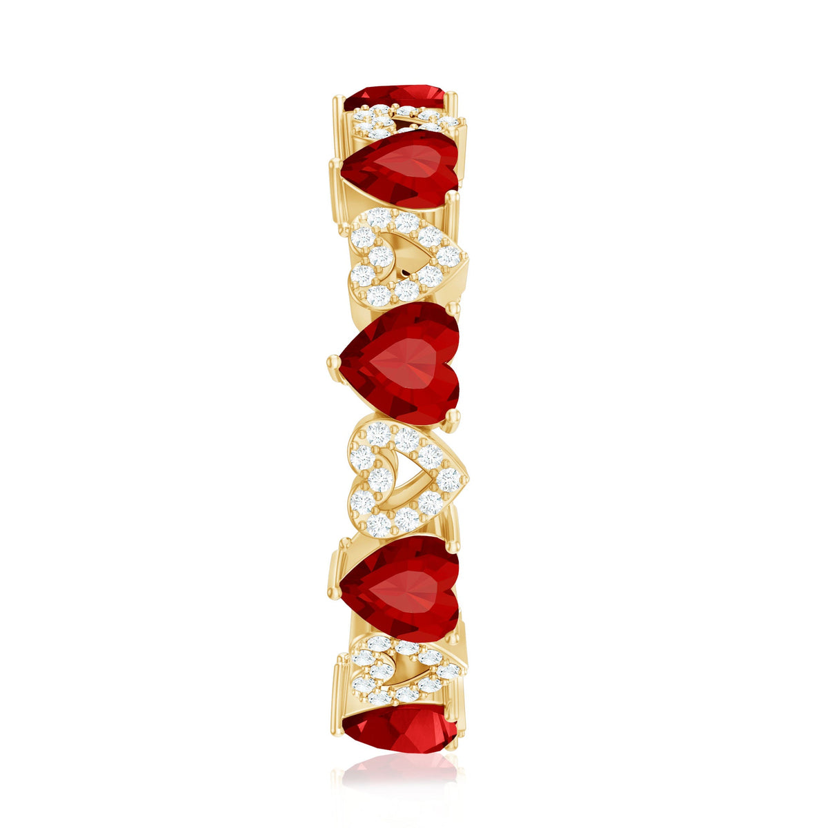 Lab-Created Ruby and Diamond Heart Eternity Band Ring