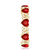 Lab-Created Ruby and Diamond Heart Eternity Band Ring
