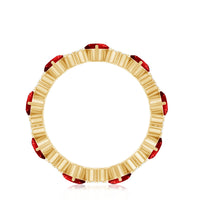 Lab-Created Ruby and Diamond Heart Eternity Band Ring
