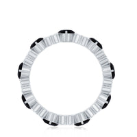 Genuine Black Onyx and Diamond Heart Wedding Band